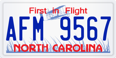 NC license plate AFM9567