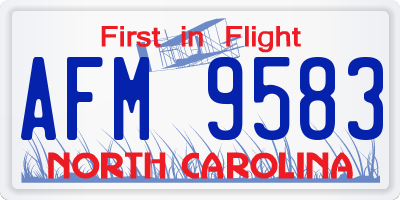 NC license plate AFM9583