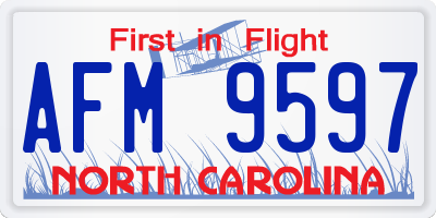 NC license plate AFM9597