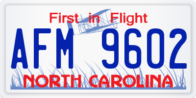 NC license plate AFM9602