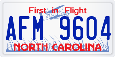NC license plate AFM9604