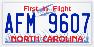 NC license plate AFM9607