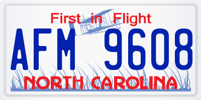 NC license plate AFM9608