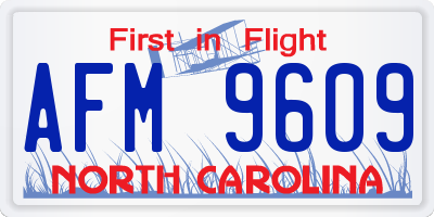 NC license plate AFM9609