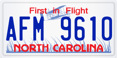 NC license plate AFM9610