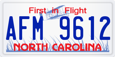 NC license plate AFM9612