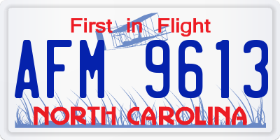 NC license plate AFM9613