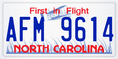 NC license plate AFM9614