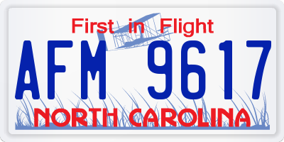 NC license plate AFM9617