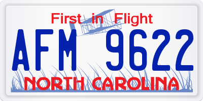 NC license plate AFM9622