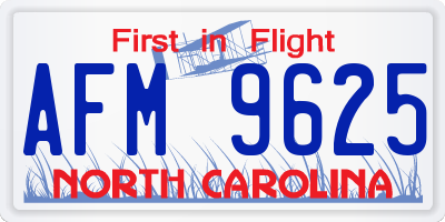 NC license plate AFM9625