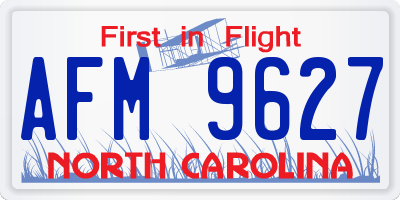 NC license plate AFM9627