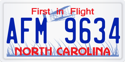 NC license plate AFM9634