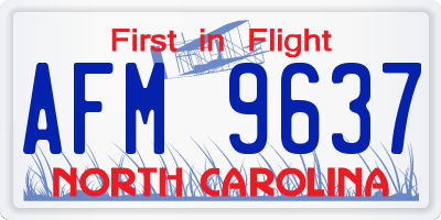 NC license plate AFM9637