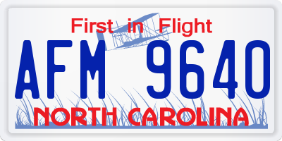 NC license plate AFM9640