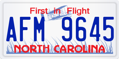 NC license plate AFM9645