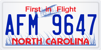 NC license plate AFM9647