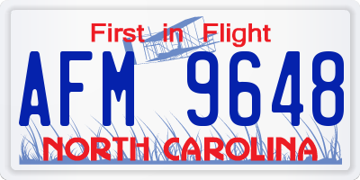 NC license plate AFM9648