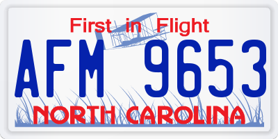 NC license plate AFM9653