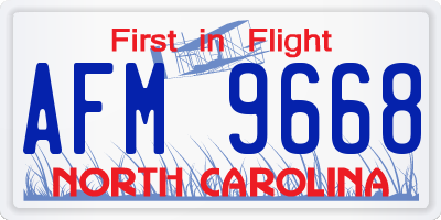 NC license plate AFM9668