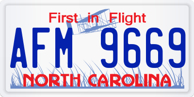 NC license plate AFM9669