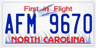 NC license plate AFM9670