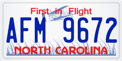 NC license plate AFM9672
