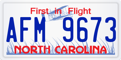 NC license plate AFM9673