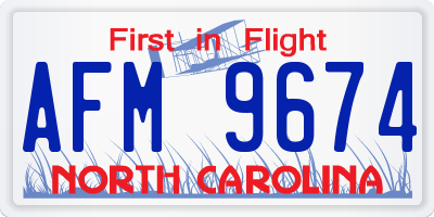 NC license plate AFM9674