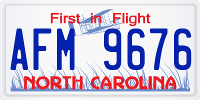 NC license plate AFM9676