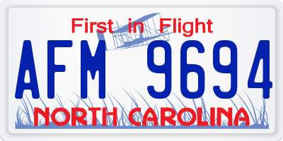 NC license plate AFM9694
