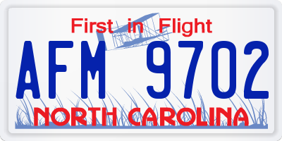 NC license plate AFM9702