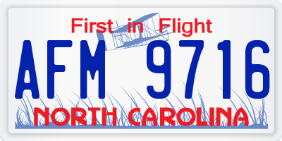 NC license plate AFM9716
