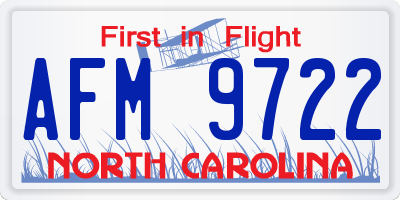 NC license plate AFM9722