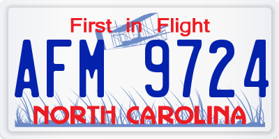 NC license plate AFM9724