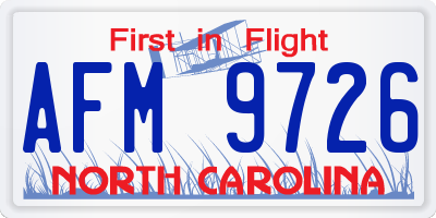 NC license plate AFM9726