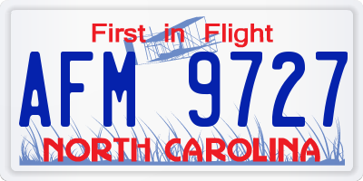 NC license plate AFM9727
