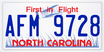 NC license plate AFM9728