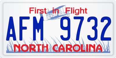 NC license plate AFM9732