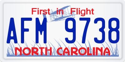 NC license plate AFM9738
