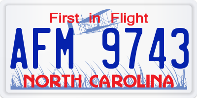 NC license plate AFM9743