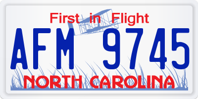 NC license plate AFM9745