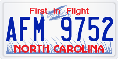 NC license plate AFM9752