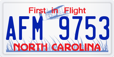 NC license plate AFM9753