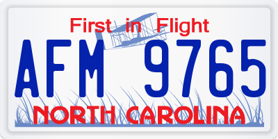 NC license plate AFM9765