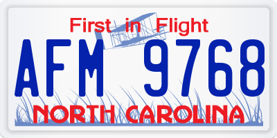 NC license plate AFM9768