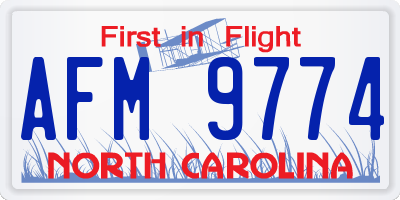 NC license plate AFM9774