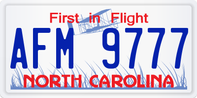 NC license plate AFM9777