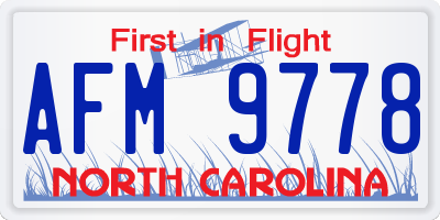 NC license plate AFM9778