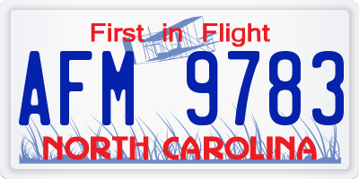 NC license plate AFM9783